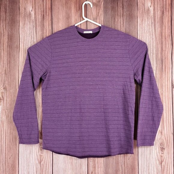 Marine Layer Mens Size Large Purple Double Knit Striped LS Shirt Rayon Blend - Picture 1 of 10